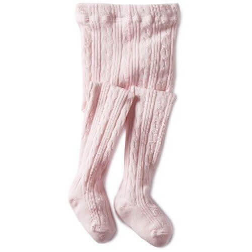 Girls Pink Cable Tights Smocked Threads