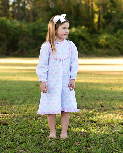 Pink And Blue Pastel Hearts And Bows Nightgown