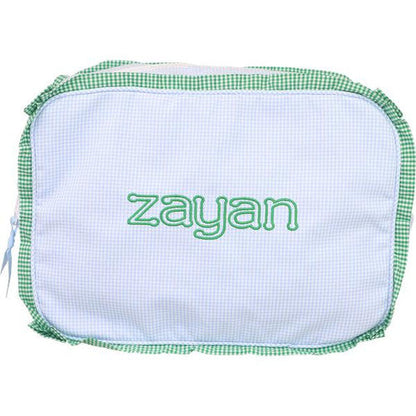 Green And Blue Gingham Zipper Pouch