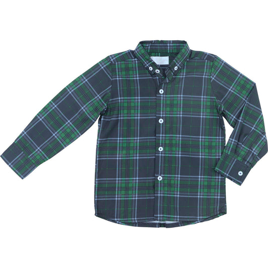 Green And Navy Plaid Button Down Shirt - Shipping Early December  Smocked Threads