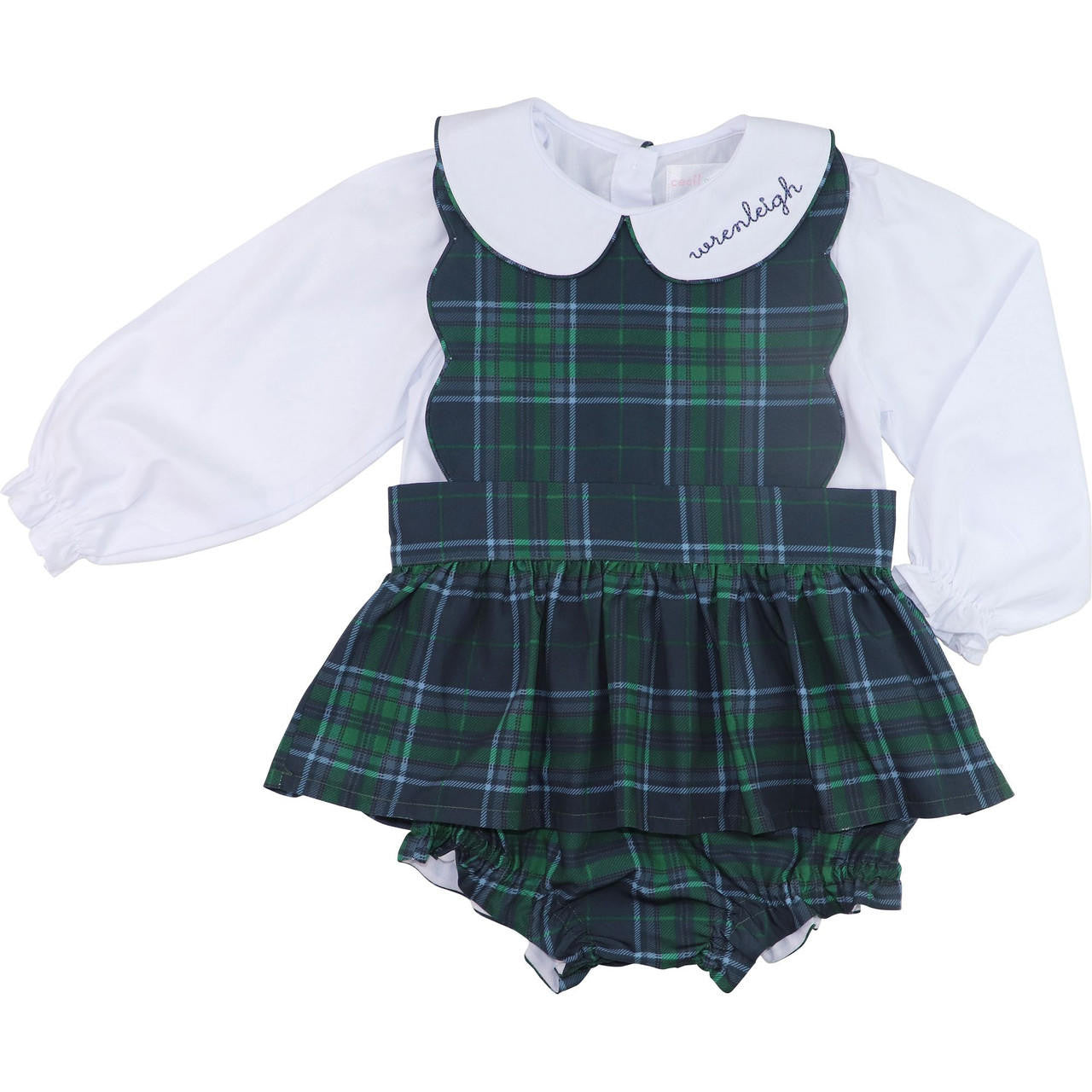 Green And Navy Plaid Diaper Set  - Shipping Early December  Monogram