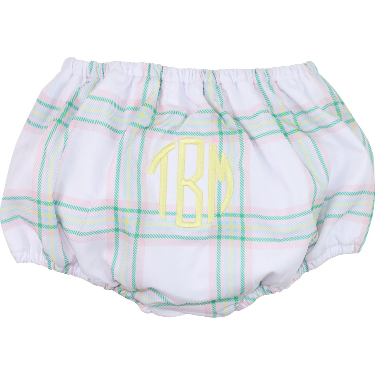 Green And Pink Plaid Swim Bloomers   Monogram