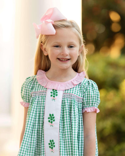 Green And Pink Windowpane Smocked Shamrock Dress  Smocked Threads