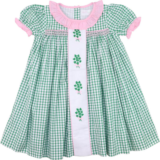 Green And Pink Windowpane Smocked Shamrock Dress  Smocked Threads