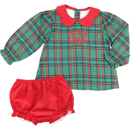 Green And Red Plaid Flannel Corduroy Diaper Set - Shipping Mid November  Monogram