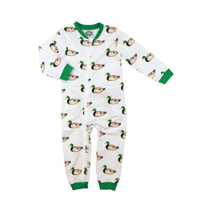 Green And White Knit Mallard Zipper Pajamas  Monogram - Cecil and Lou