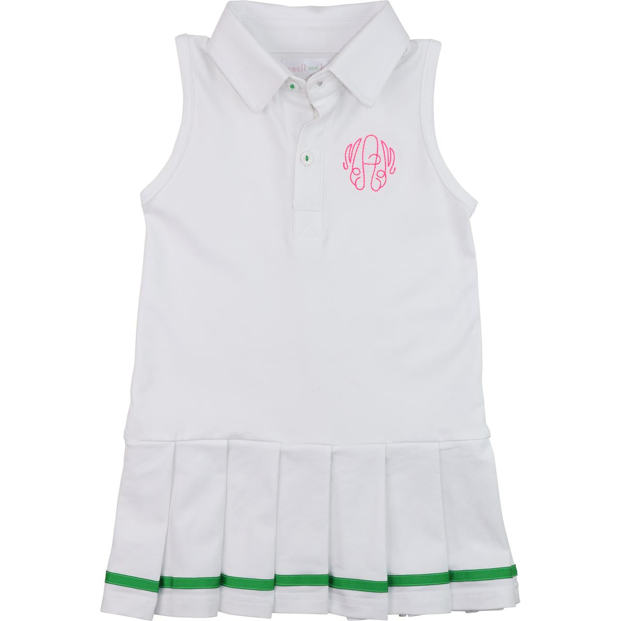 Green And White Knit Tennis Dress  Monogram