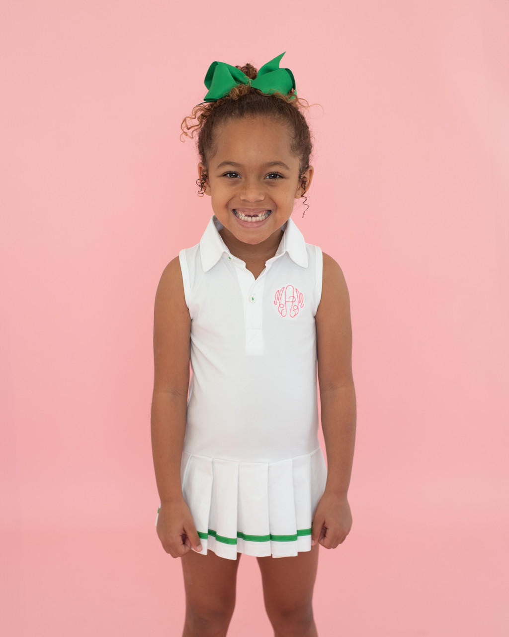 Green And White Knit Tennis Dress  Monogram