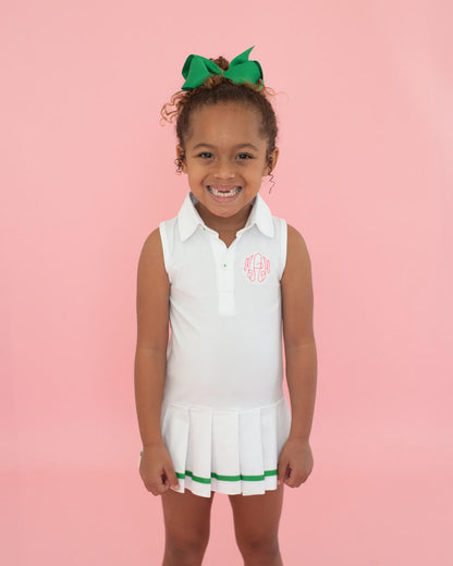 Green And White Knit Tennis Dress  Monogram