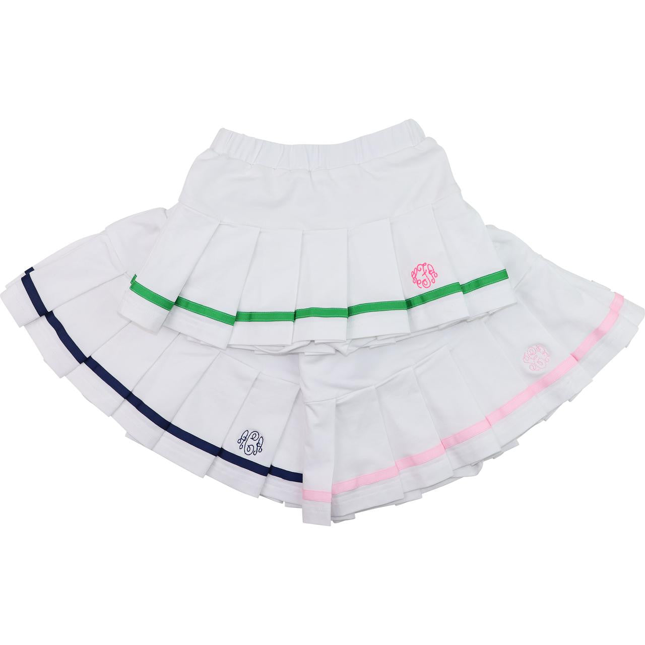 Green And White Knit Tennis Skirt   Monogram