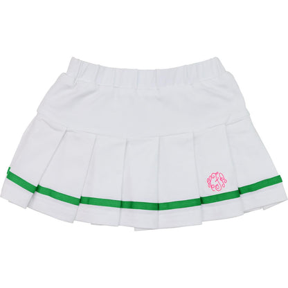 Green And White Knit Tennis Skirt   Monogram