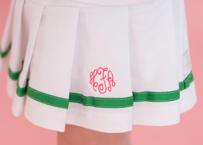 Green And White Knit Tennis Skirt   Monogram