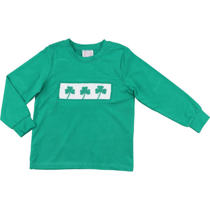 Green Smocked Shamrock Knit Shirt