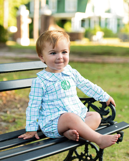 Green And Blue Windowpane Knit Bubble