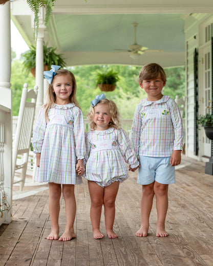 Windowpane Embroidered Turkey Short Set