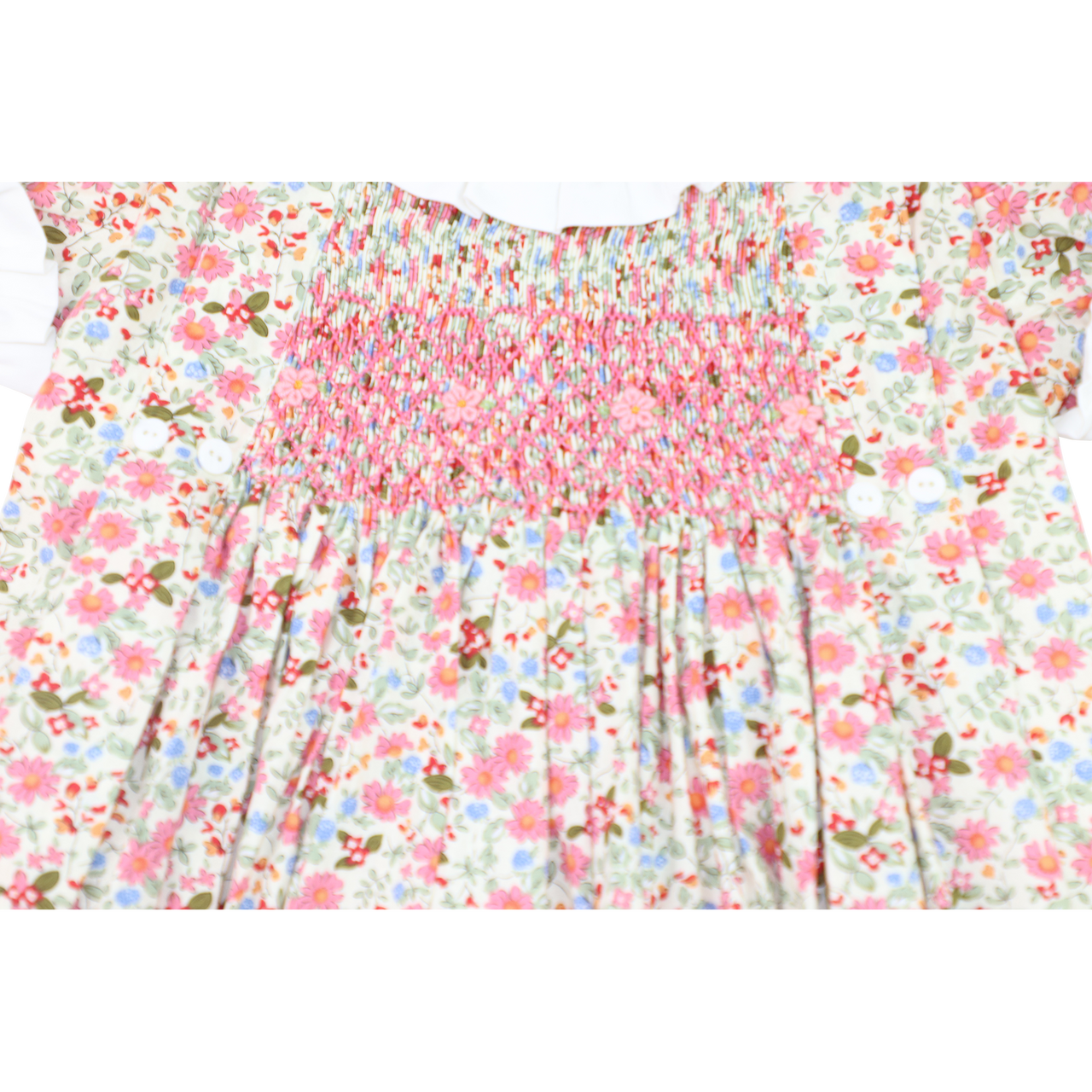 Pink Smocked Floral Bubble