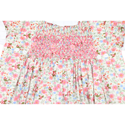 Pink Smocked Floral Bubble