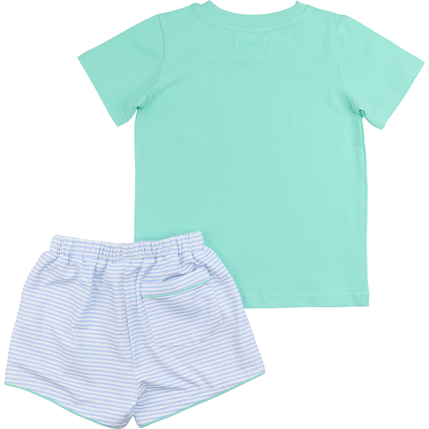 Mint And Blue Striped Knit Short Set