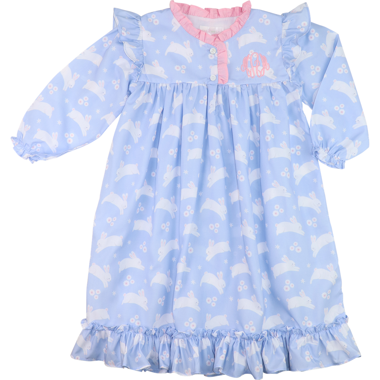 Blue And Pink Hopping Bunny Night Gown