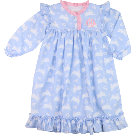 Blue And Pink Hopping Bunny Night Gown