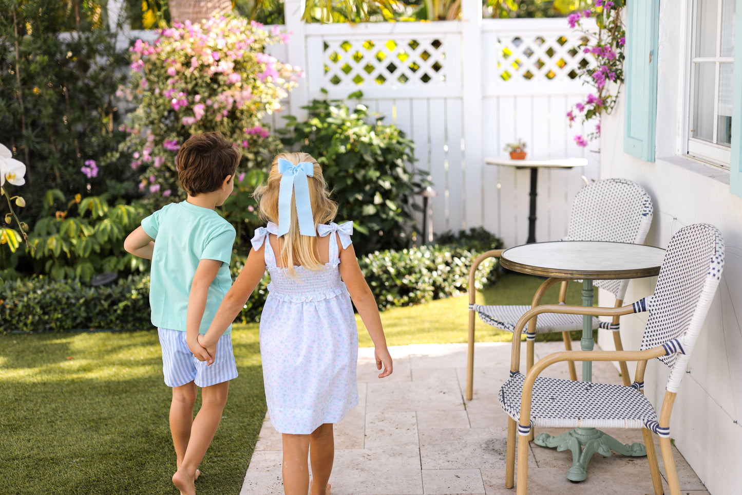 Mint And Blue Stripe Short Set