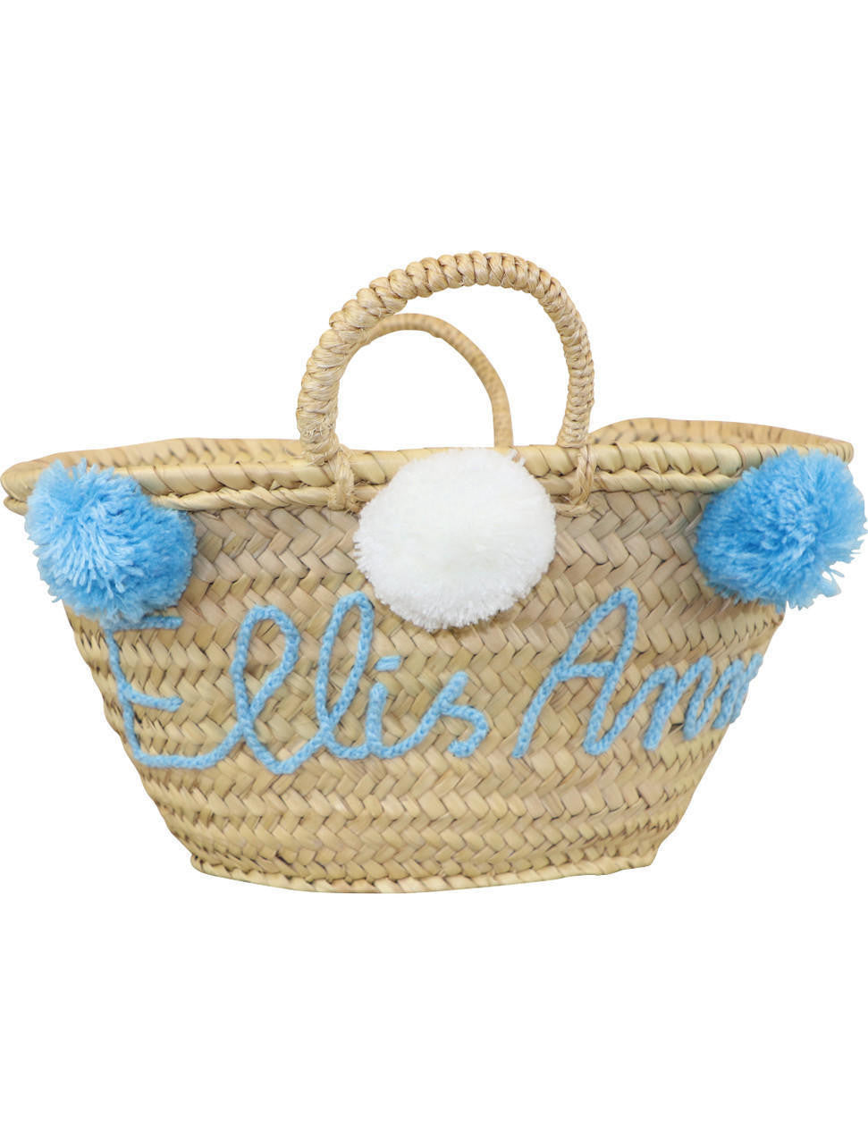 Handmade Custom Blue Pom Pom Tote (Name Included) - Shipping Mid-May  Monogram