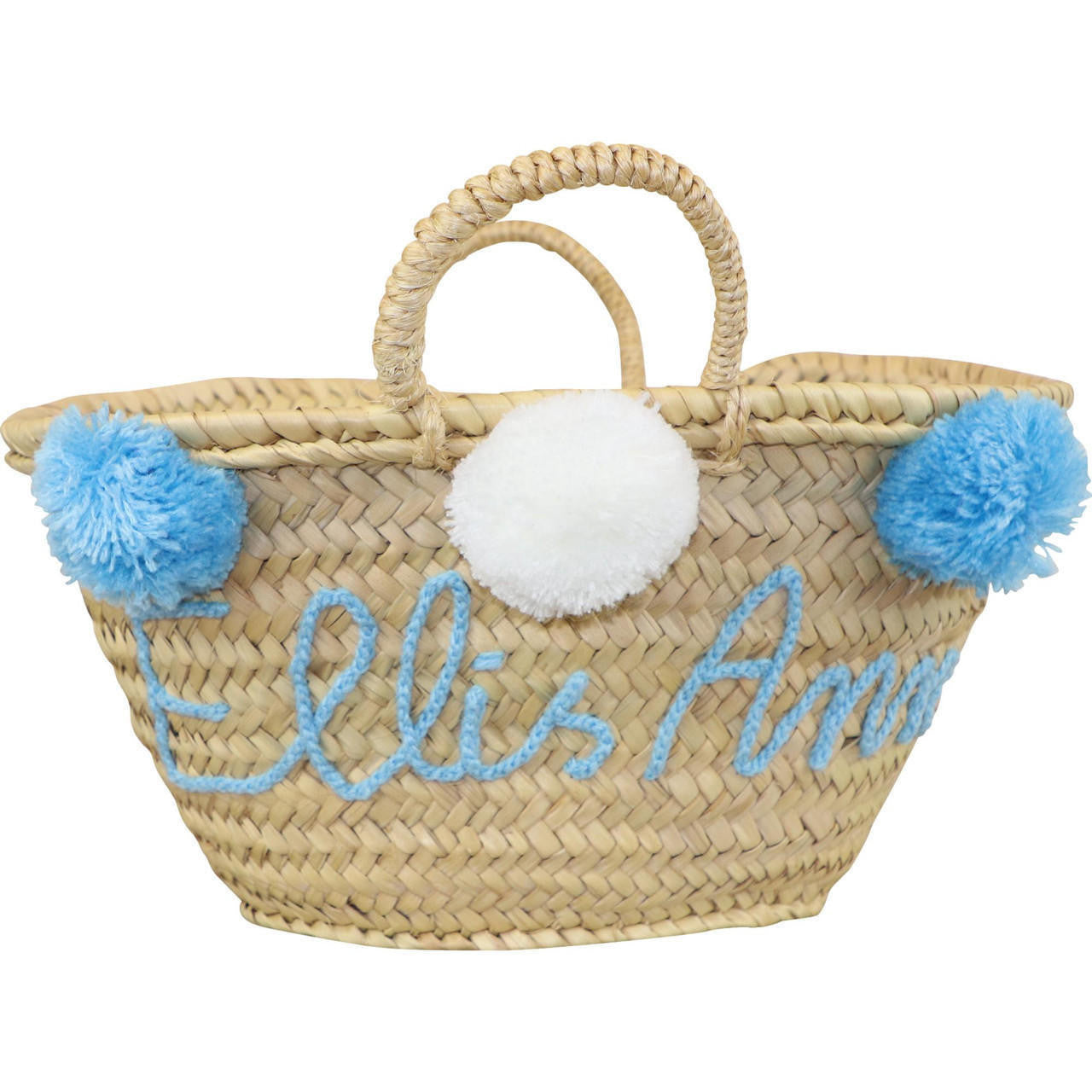 Handmade Custom Blue Pom Pom Tote (Name Included) - Shipping Mid-May  Monogram