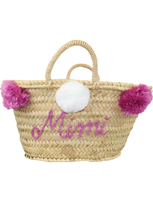 Handmade Custom Purple Pom Pom Tote (Name Included) - Shipping Mid=May  Monogram