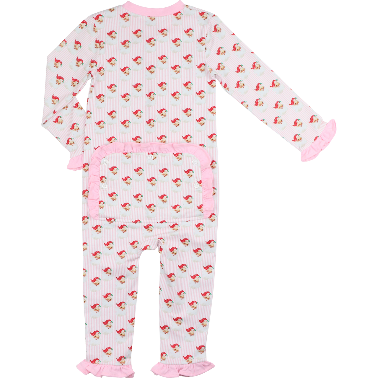 Pink Vintage Santa Print Zipper Pajamas