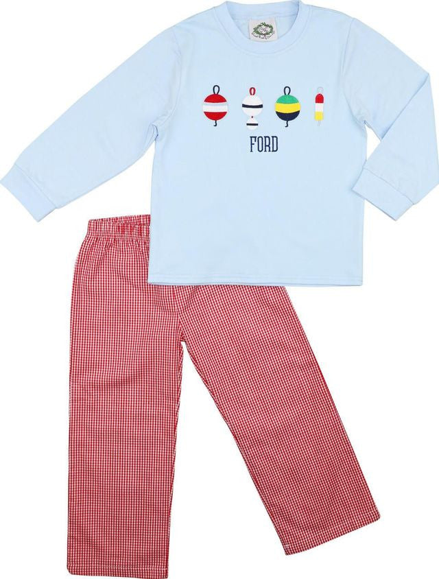 Red Gingham Fishing Bobber Pant Set