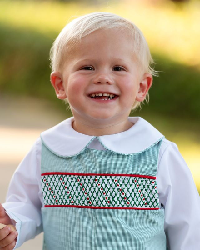 Green Gingham Smocked Jon Jon Set