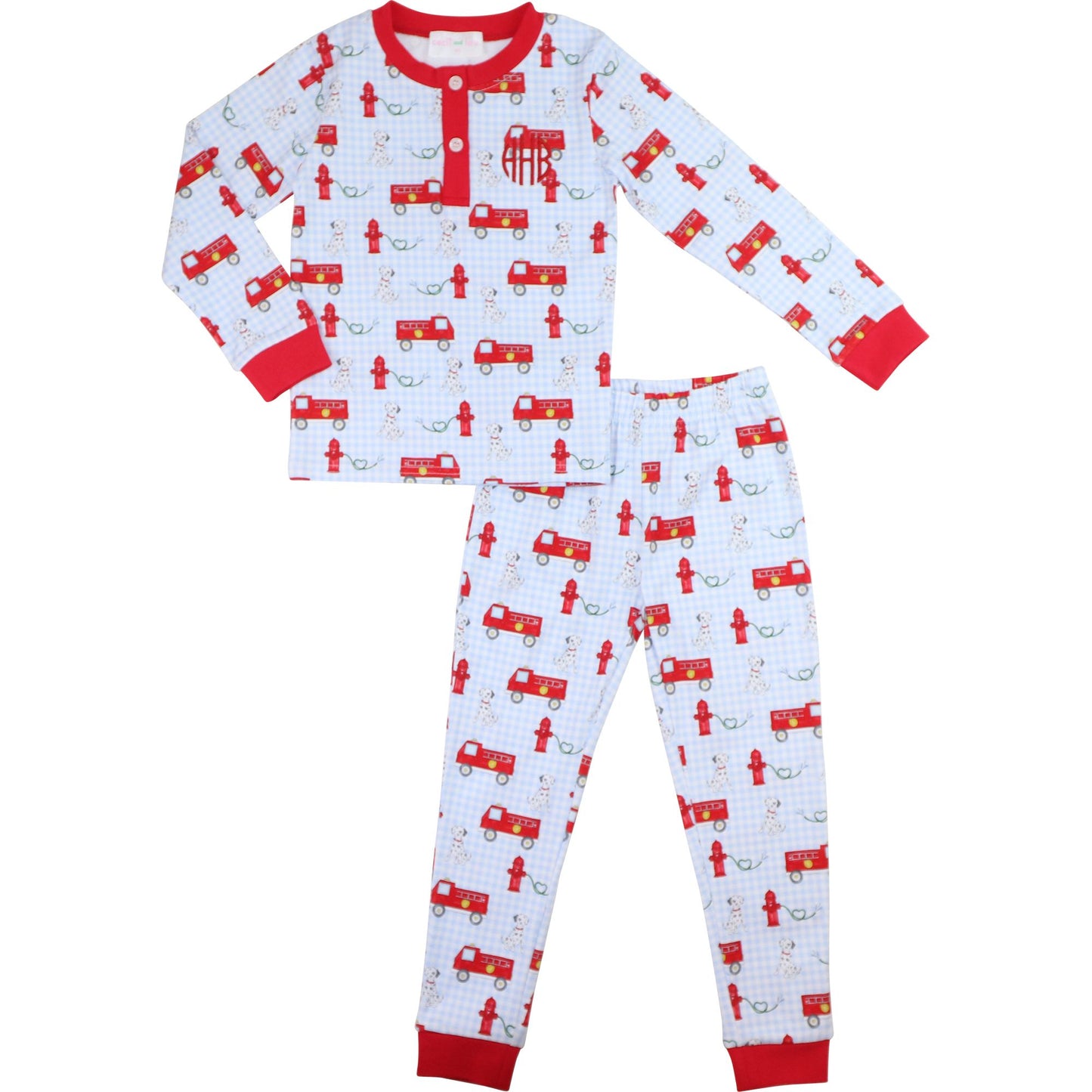 Valentine Firetruck Knit Pajamas