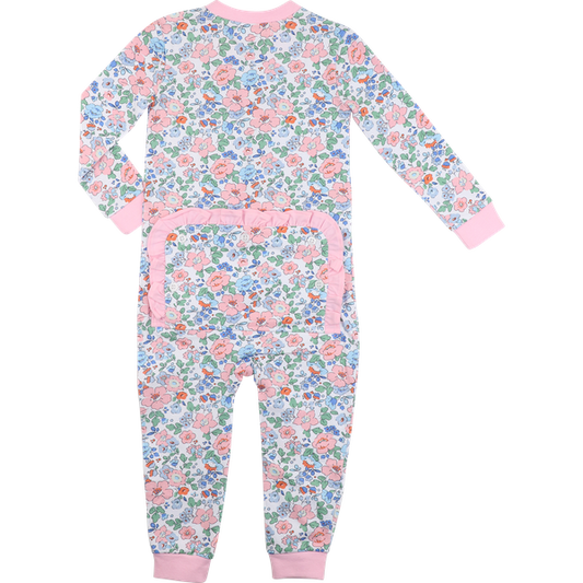 Pink And Blue Liberty Floral Knit Zipper Pajamas