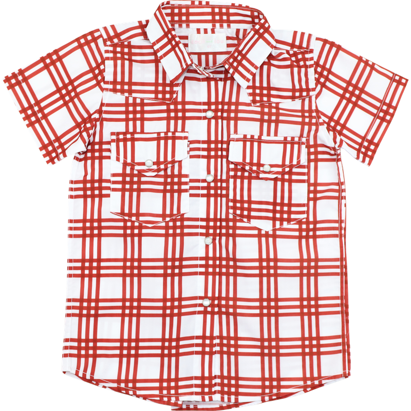 Maroon Plaid Pearl Snap Shirt