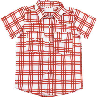 Maroon Plaid Pearl Snap Shirt