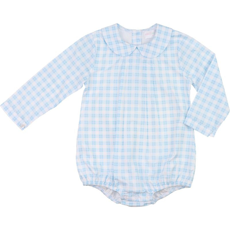 Blue Plaid Long Sleeve Bubble