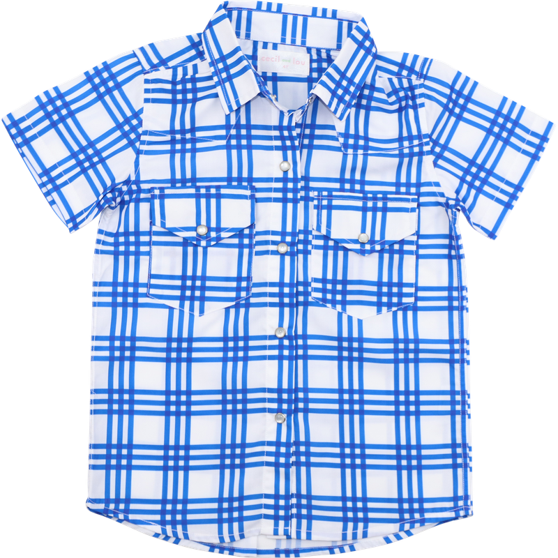 Blue Plaid Collegiate Pearl Snap Shirt