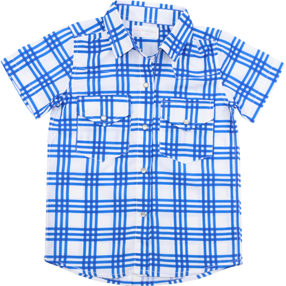 Blue Plaid Collegiate Pearl Snap Shirt