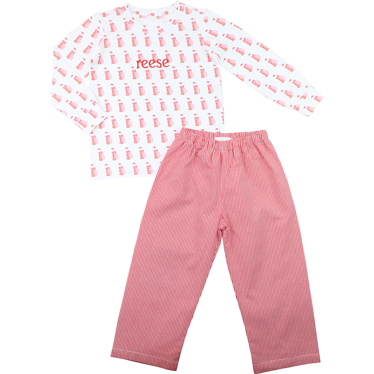 Red Santa Print Pant Set