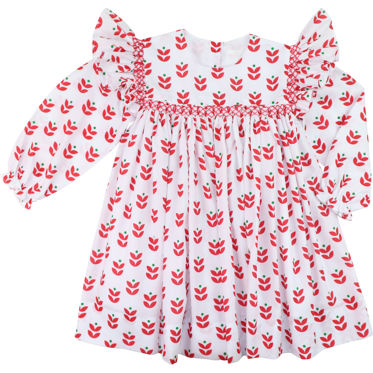 Holiday Block Print Smocked Dress