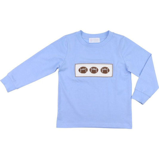 Blue Knit Smocked Football Shirt