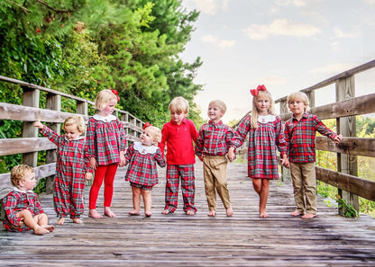 Red And Green Plaid Polo Pant Set