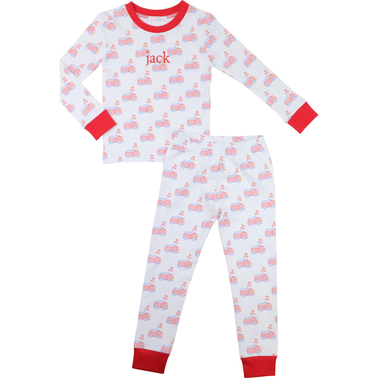 Valentine Firetruck Knit Pajamas