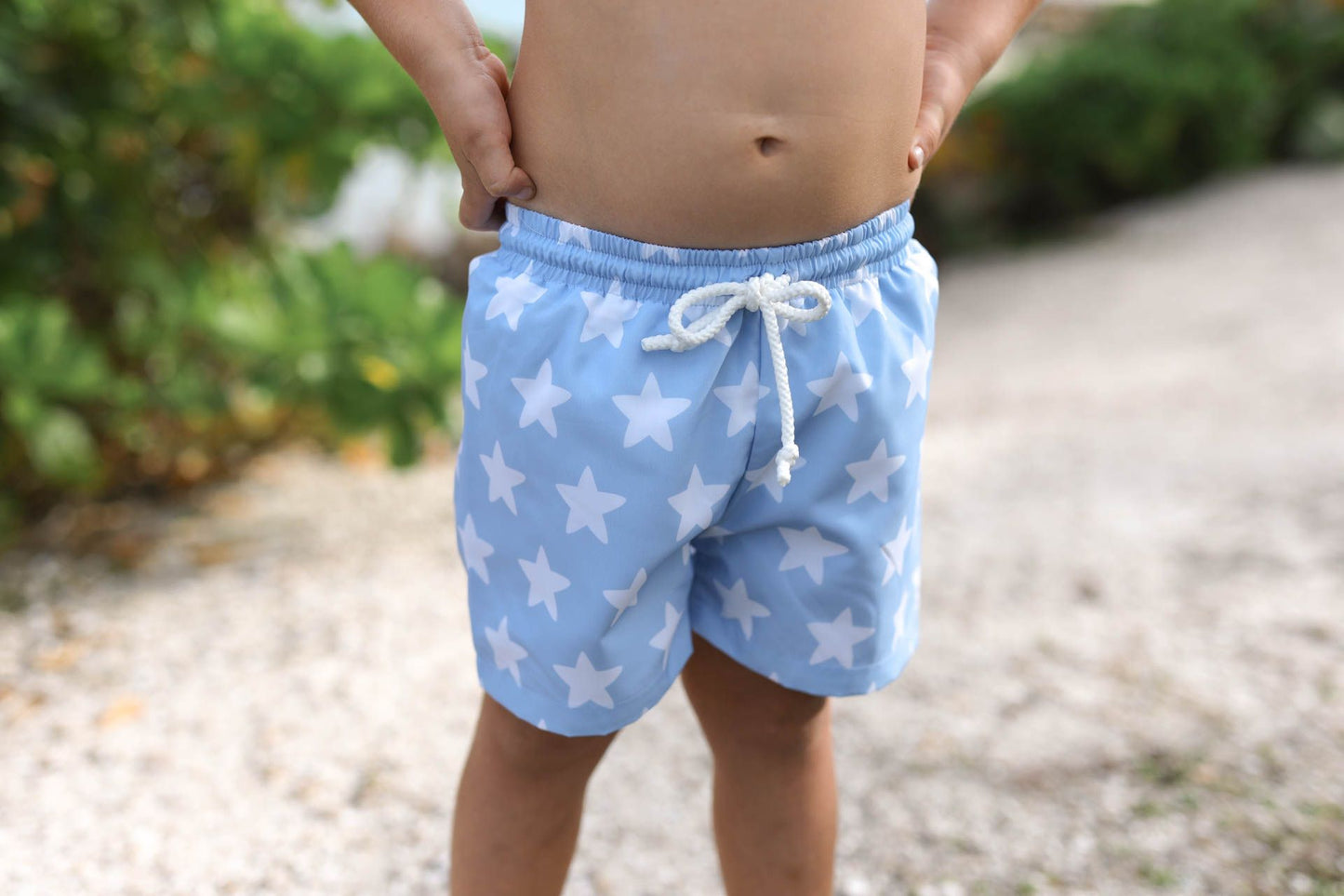 Blue And White Star Swim Trunks