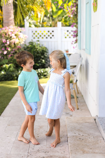 Mint And Blue Stripe Short Set