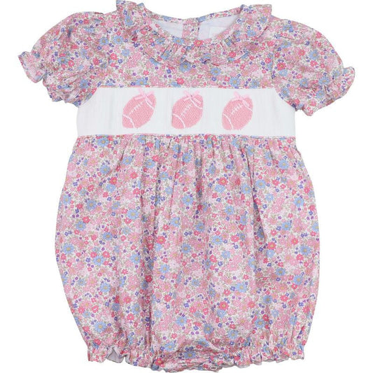 Fall Floral Pink Smocked Football Bubble