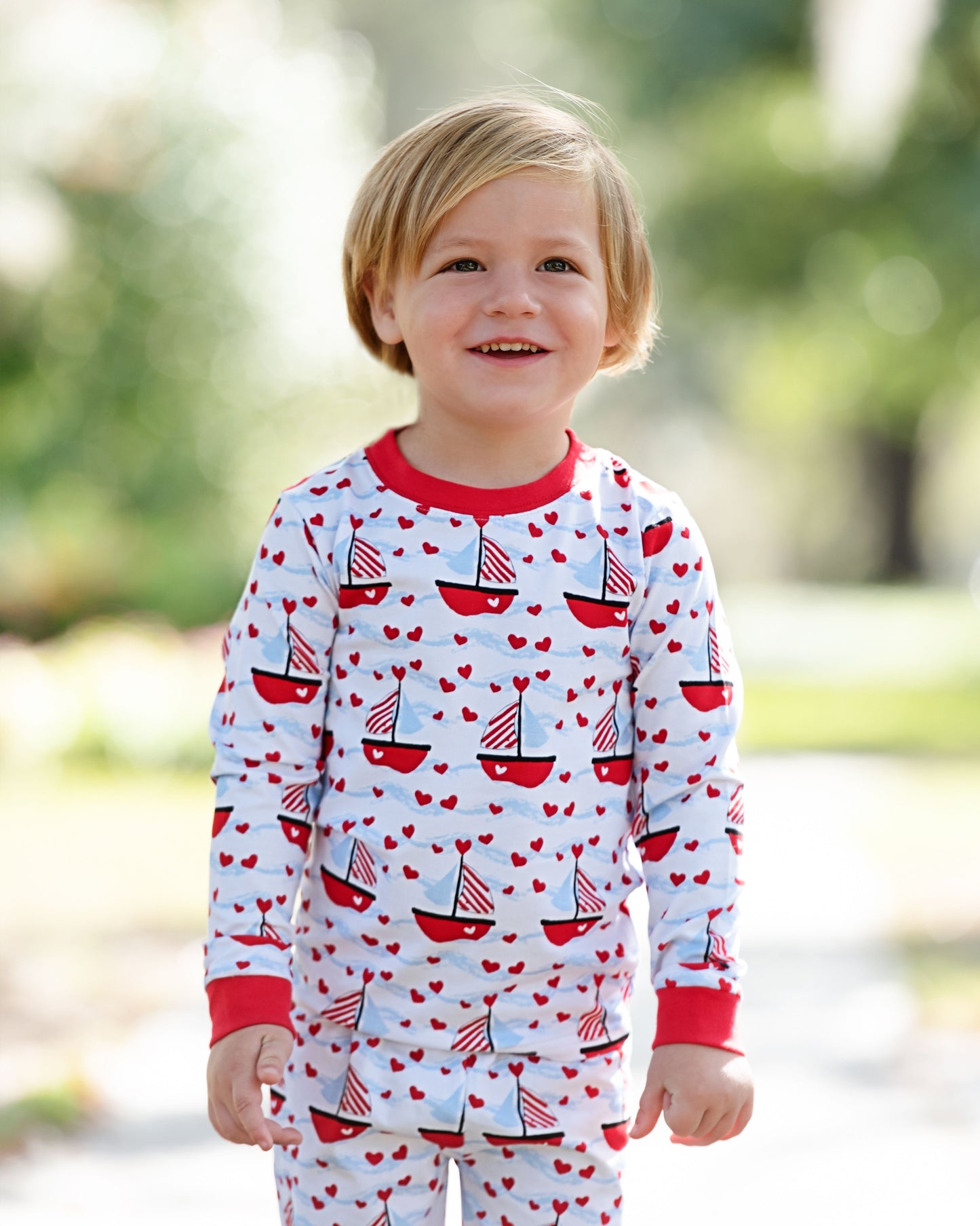 Valentine Sailboat Knit Pajamas