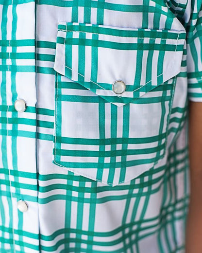 Green Plaid Collegiate Pearl Snap Shirt