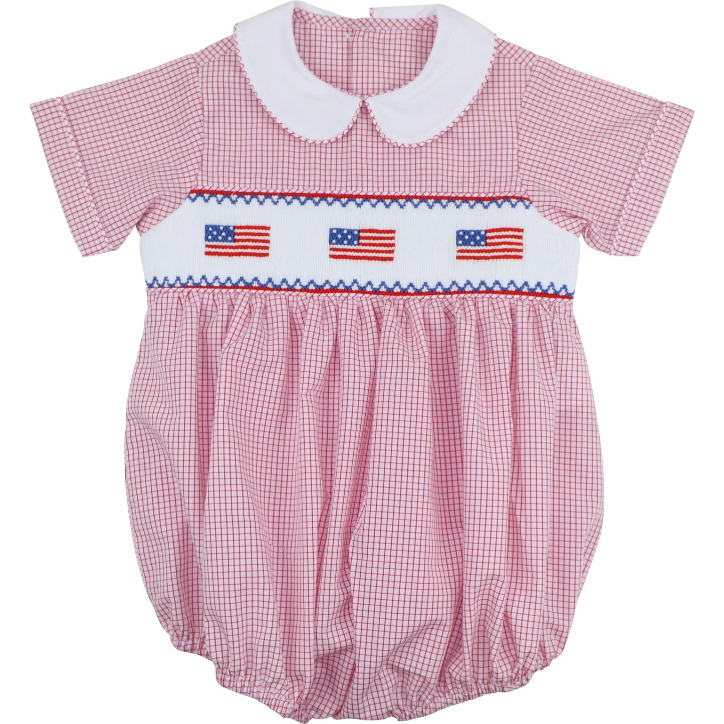 Red Gingham Smocked Flags Bubble