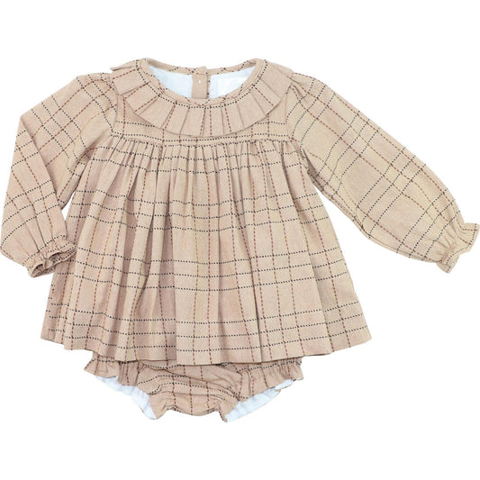 Khaki And Brown Flannel Plaid Diaper Set - Shipping Early October  Smocked Threads